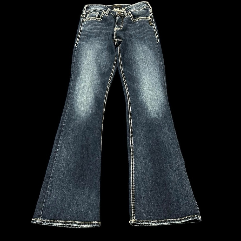 Silver Jeans Women 28/33 Bootcut Dark Wash Western Suki Surplus Blue Stretch - Picture 2 of 13